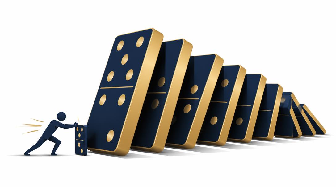 A small first push can set a much larger sequence in motion