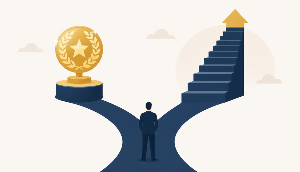 One path is a shiny badge, the other is a real staircase upward